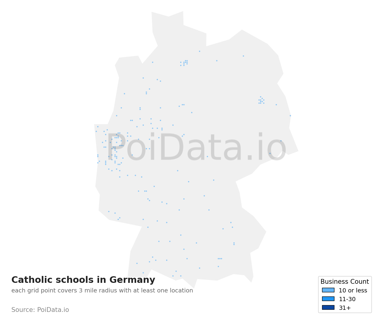 Catholic school density map for Germany