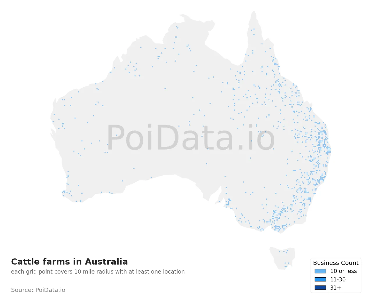 Cattle farm density map for Australia
