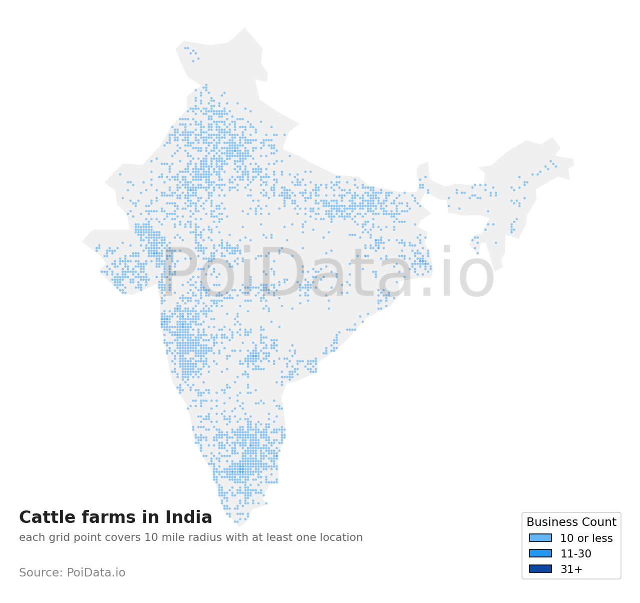 Cattle farm density map for India