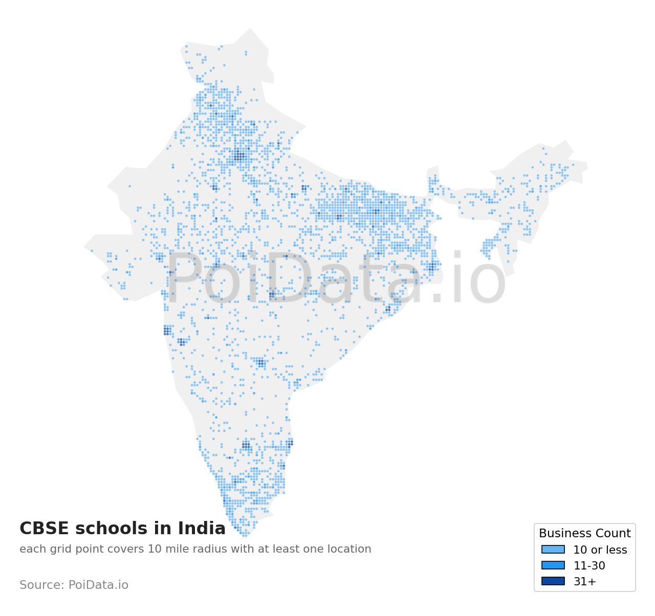 CBSE school density map for India