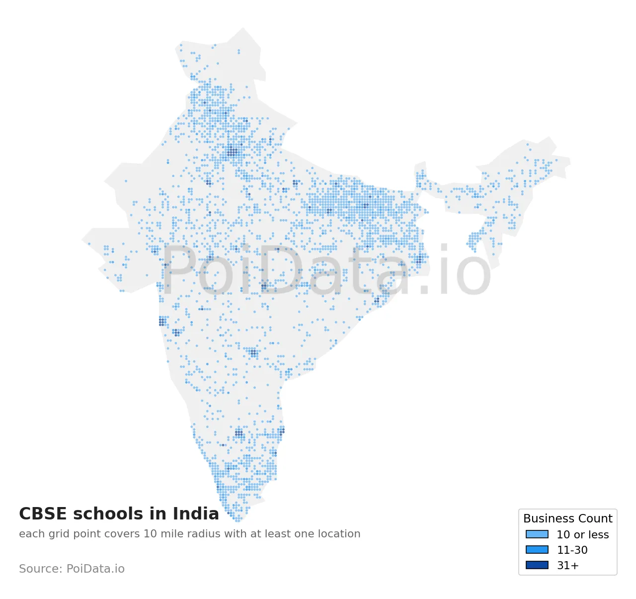 CBSE school density map for India