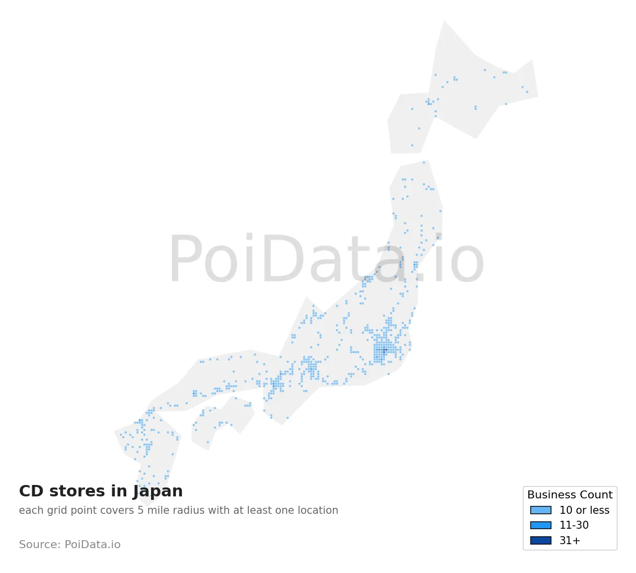 CD store density map for Japan