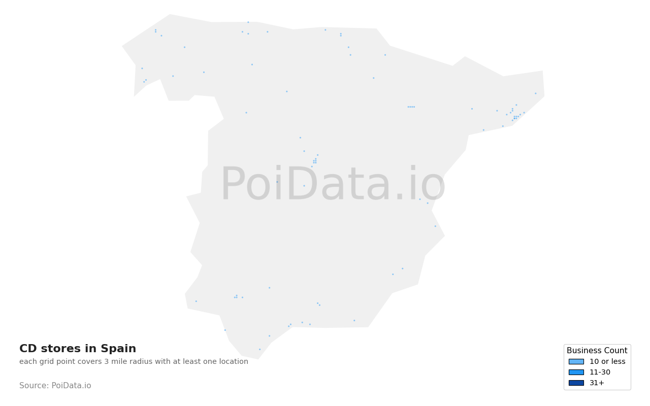 CD store density map for Spain