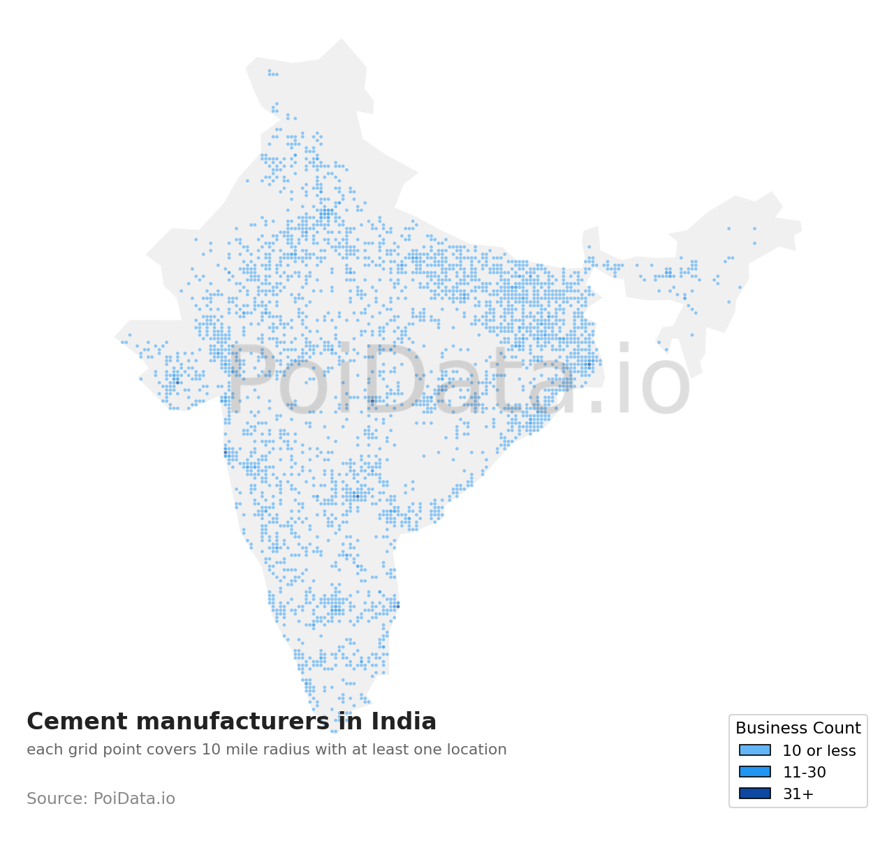 Cement manufacturer density map for India