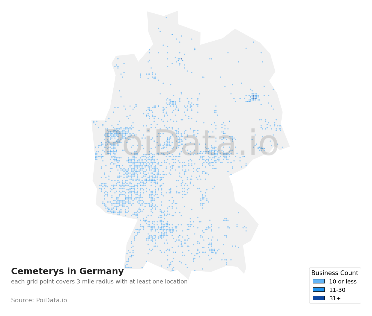 Cemetery density map for Germany