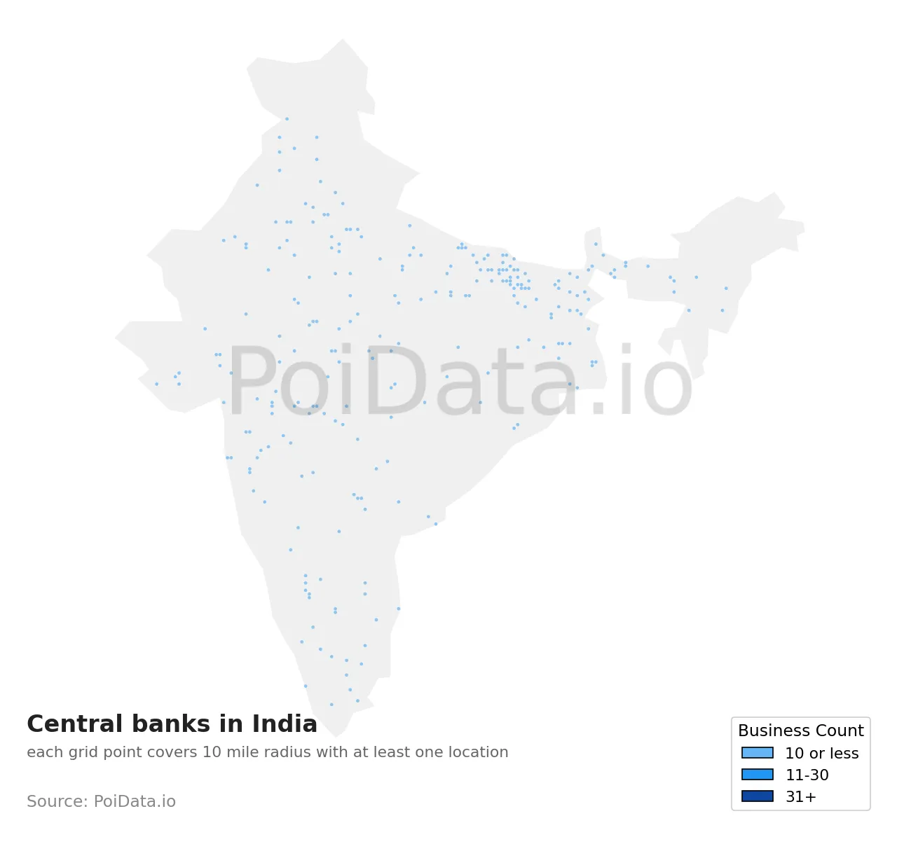 Central bank density map for India