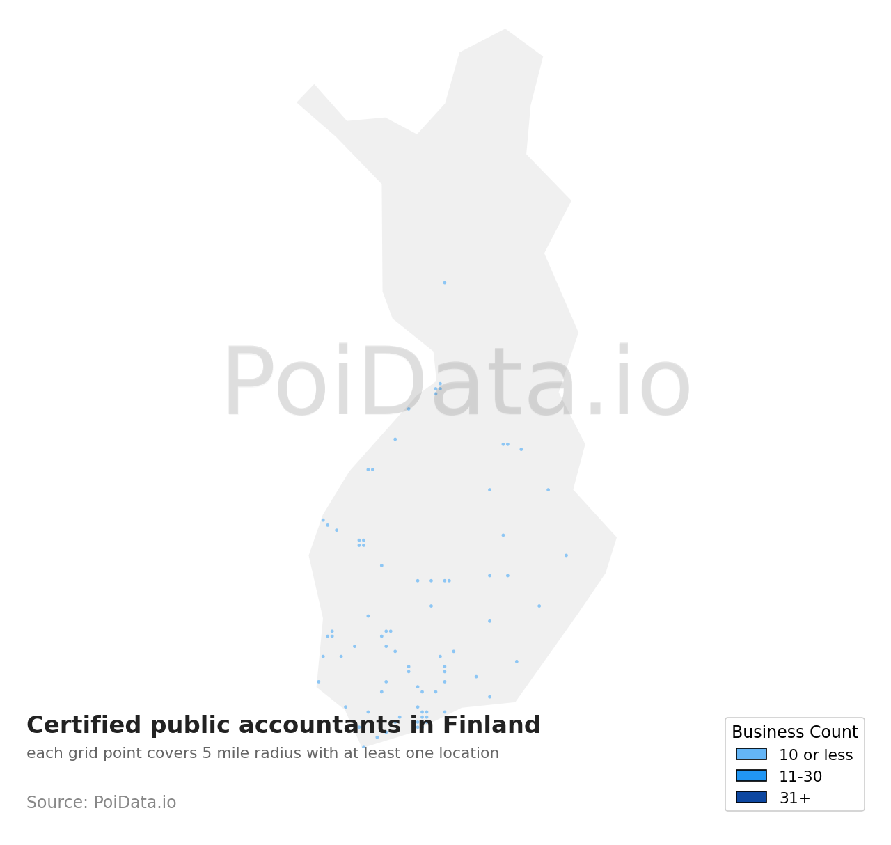 Certified public accountant density map for Finland
