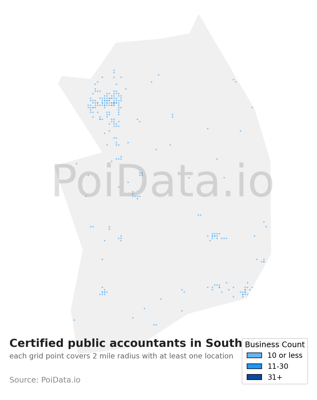 Certified public accountant density map for South Korea