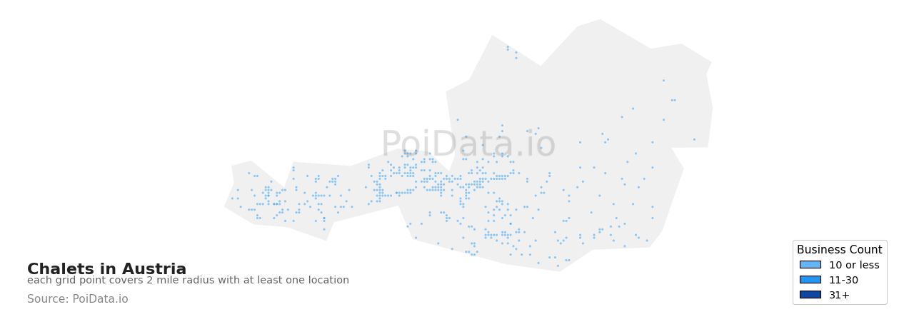 Chalet density map for Austria