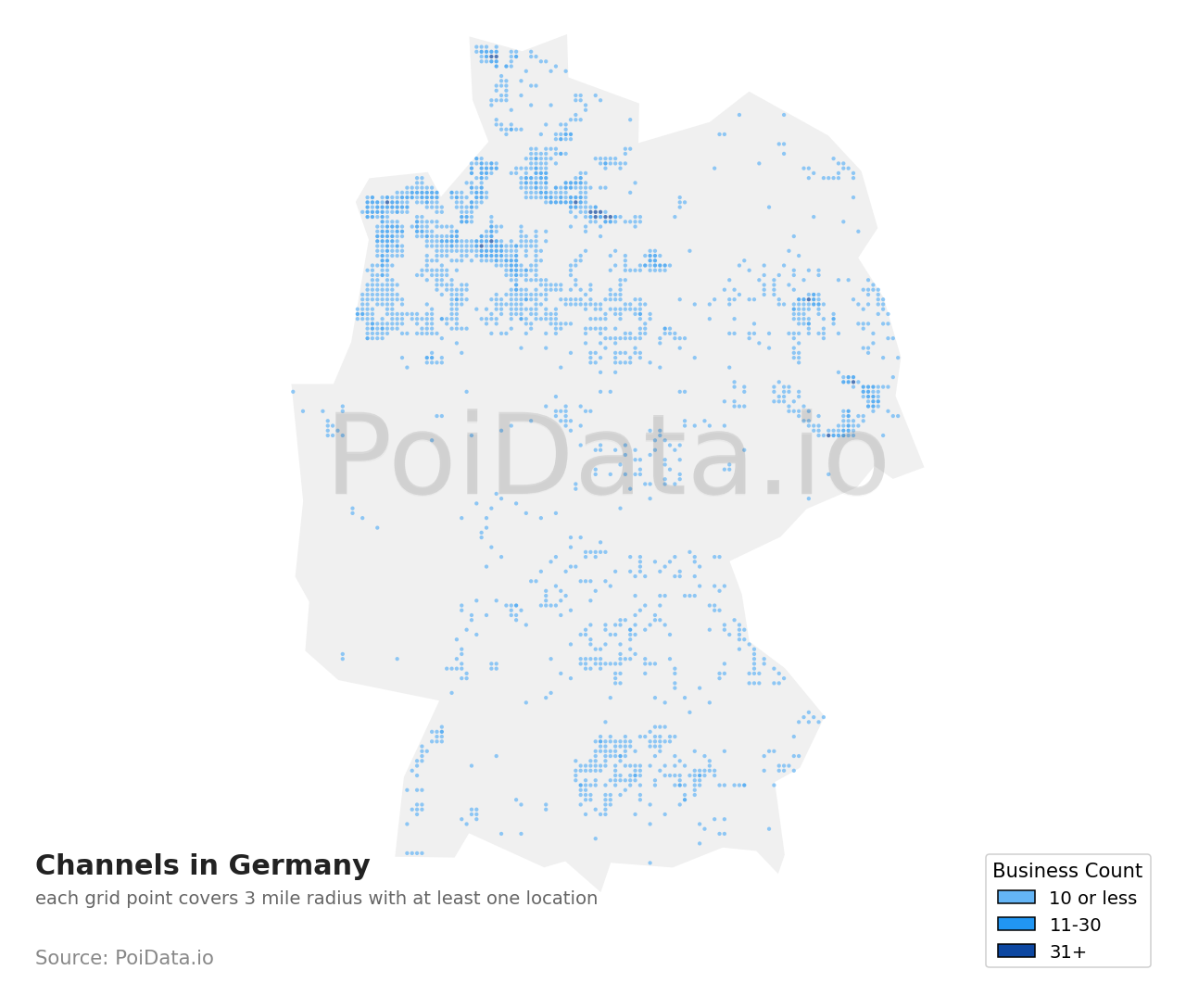 Channel density map for Germany
