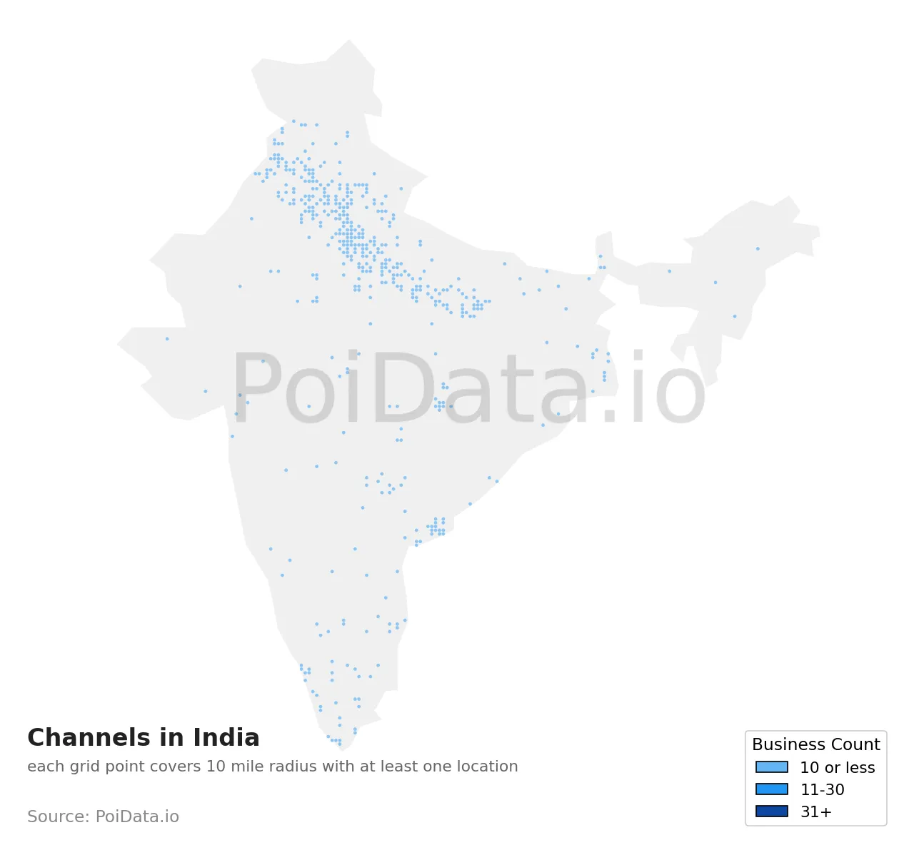 Channel density map for India