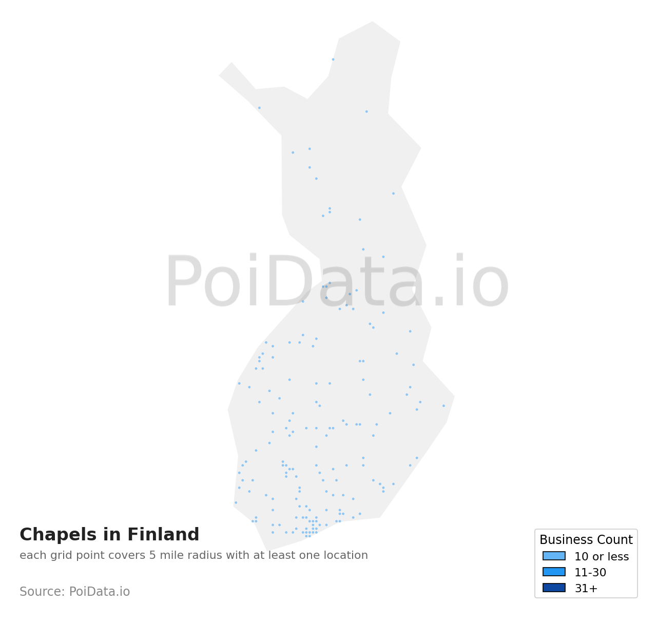 Chapel density map for Finland