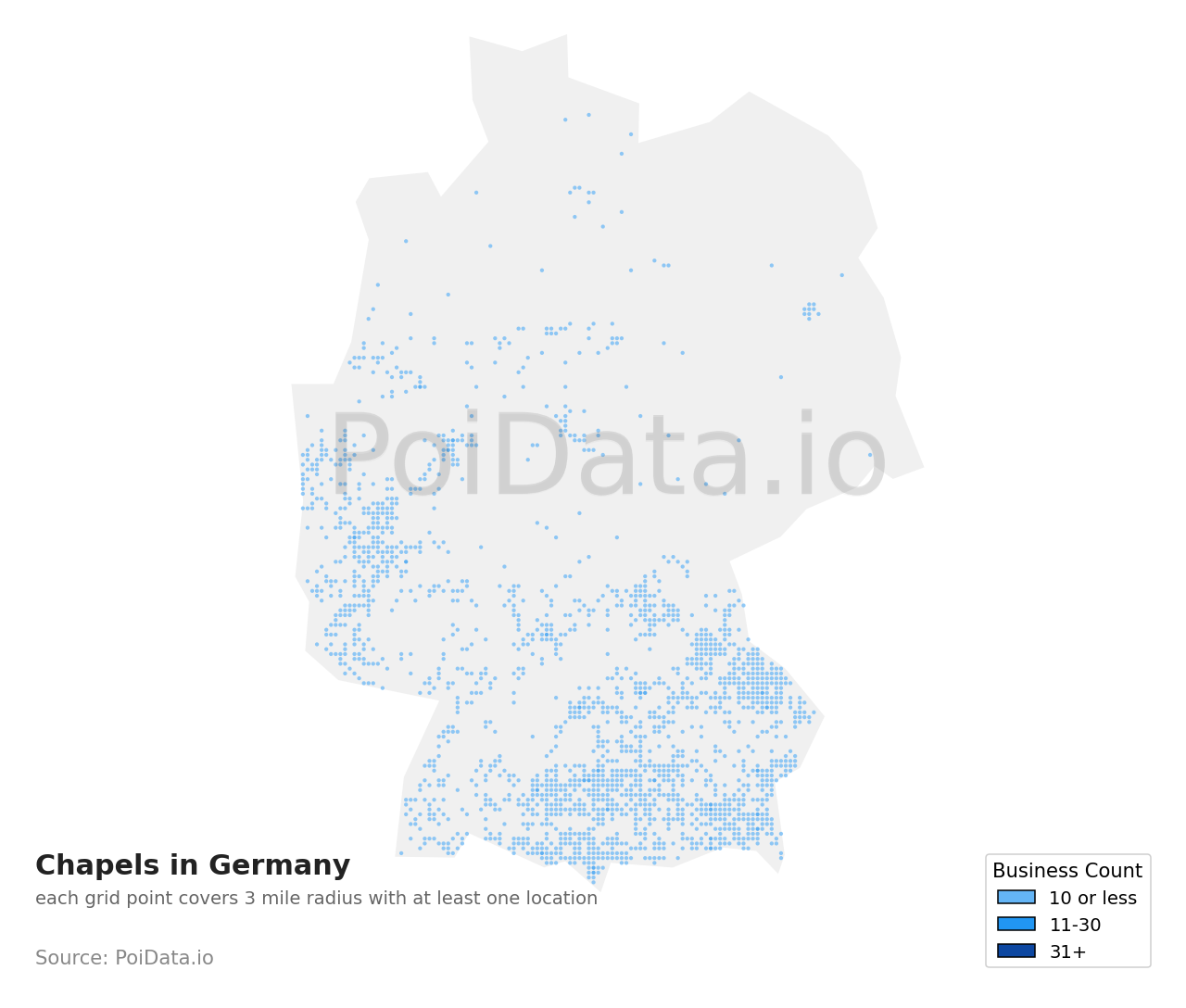 Chapel density map for Germany