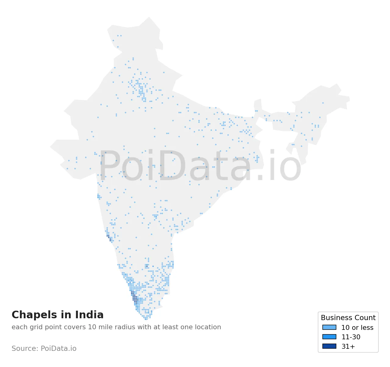 Chapel density map for India