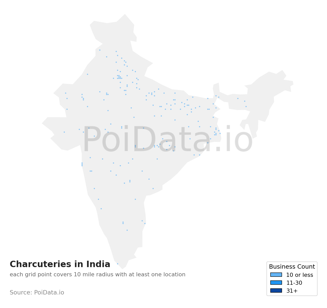 Charcuterie density map for India