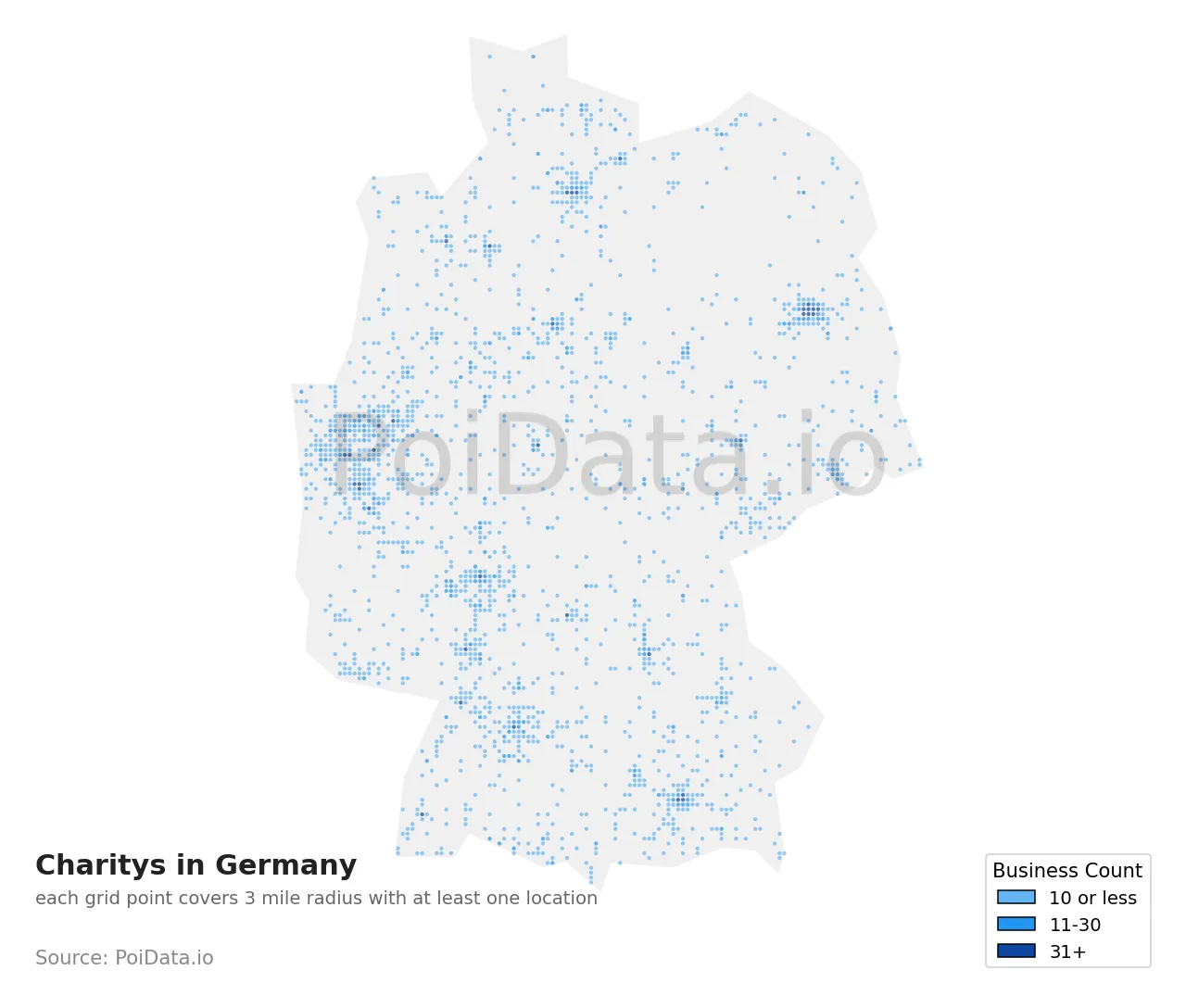 Charity density map for Germany