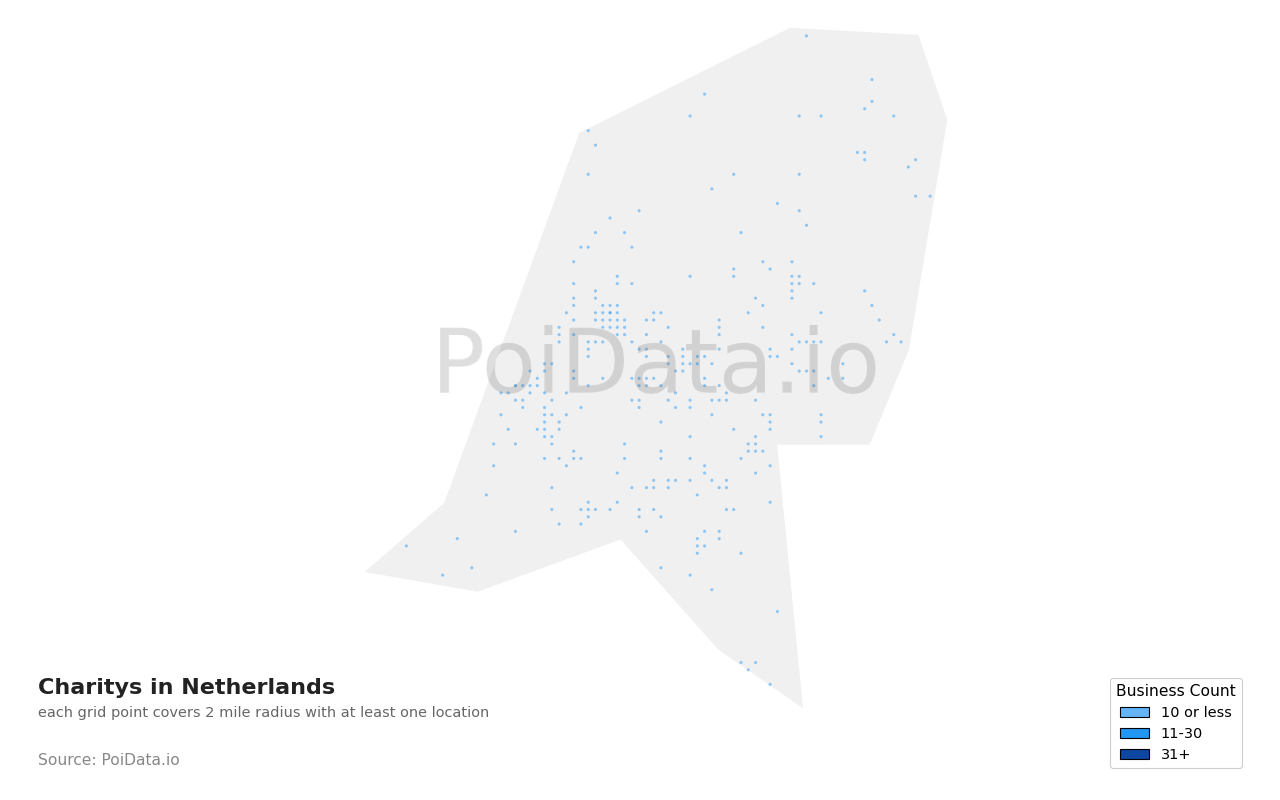Charity density map for Netherlands
