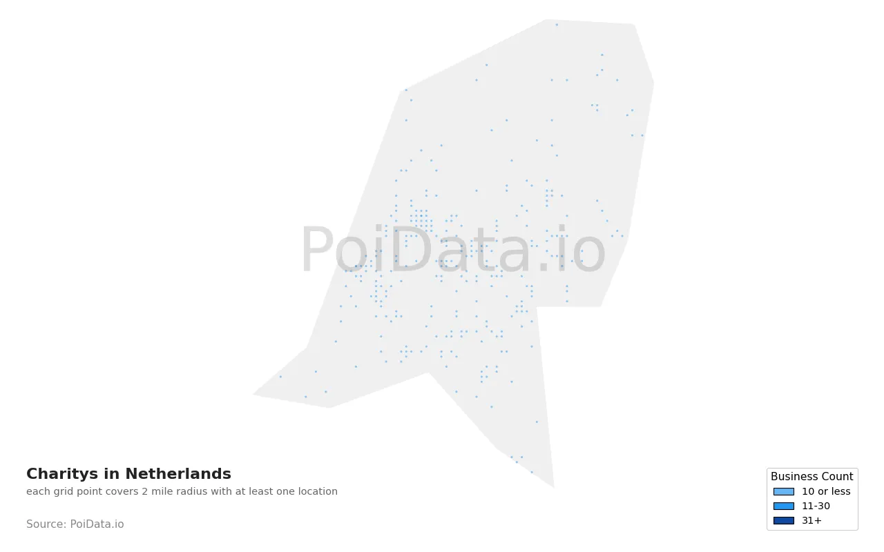 Charity density map for Netherlands