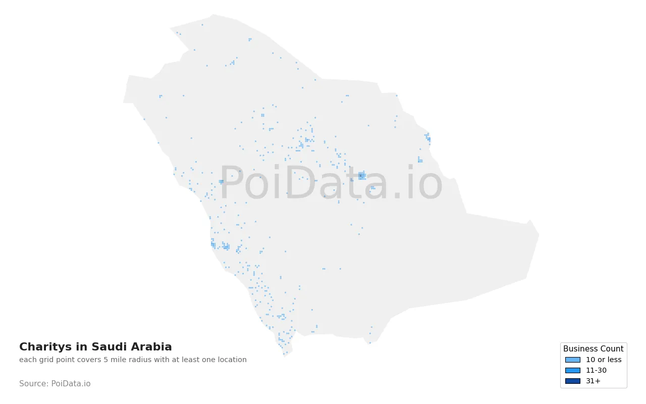 Charity density map for Saudi Arabia