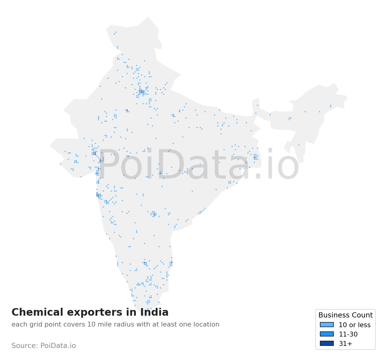 Chemical exporter density map for India