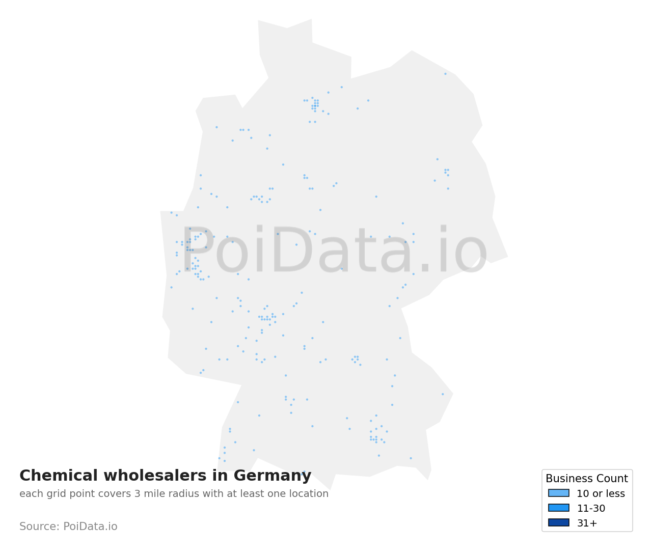 Chemical wholesaler density map for Germany