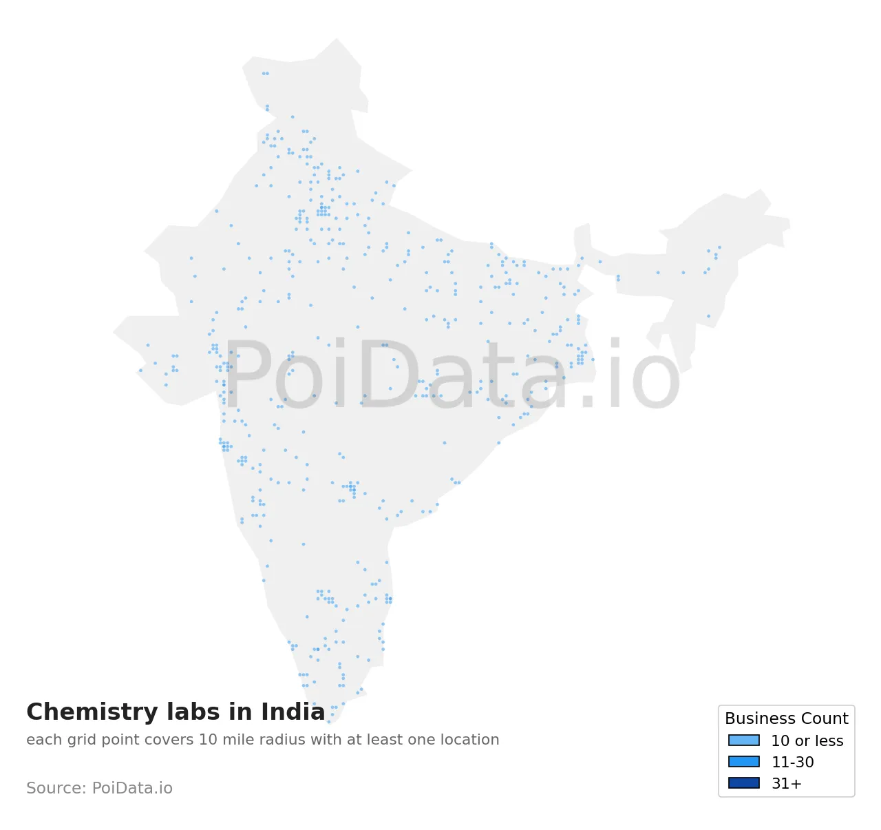 Chemistry lab density map for India