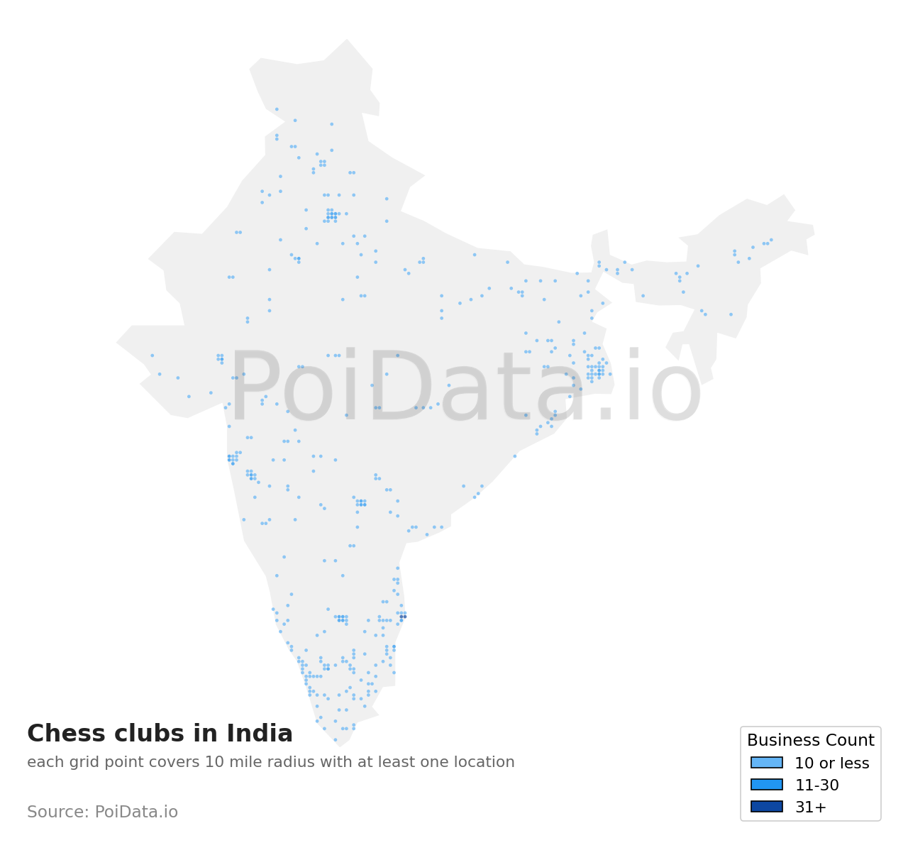 Chess club density map for India