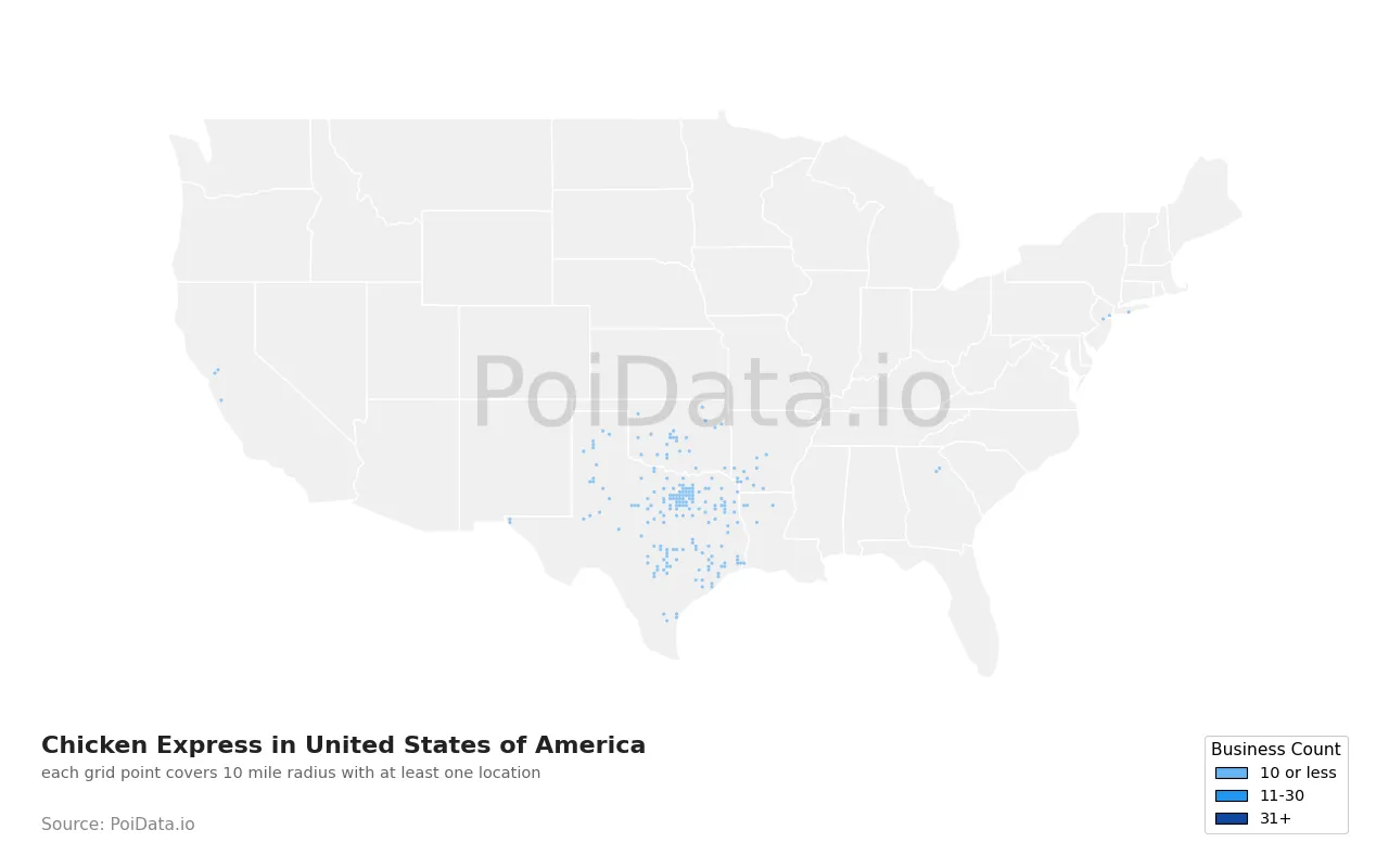 Chicken Express density map for United States
