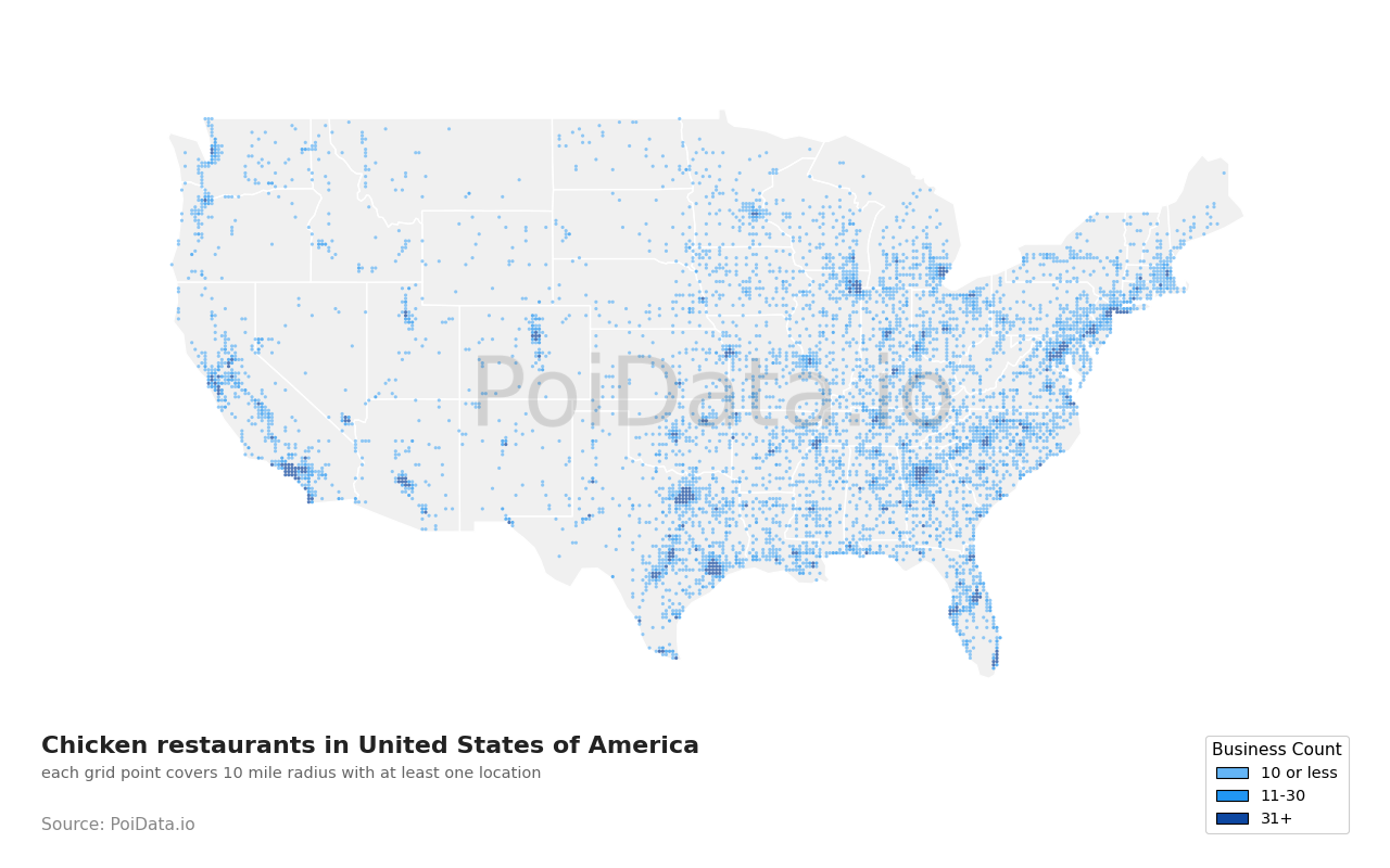 Chicken restaurant density map for Minnesota, United States