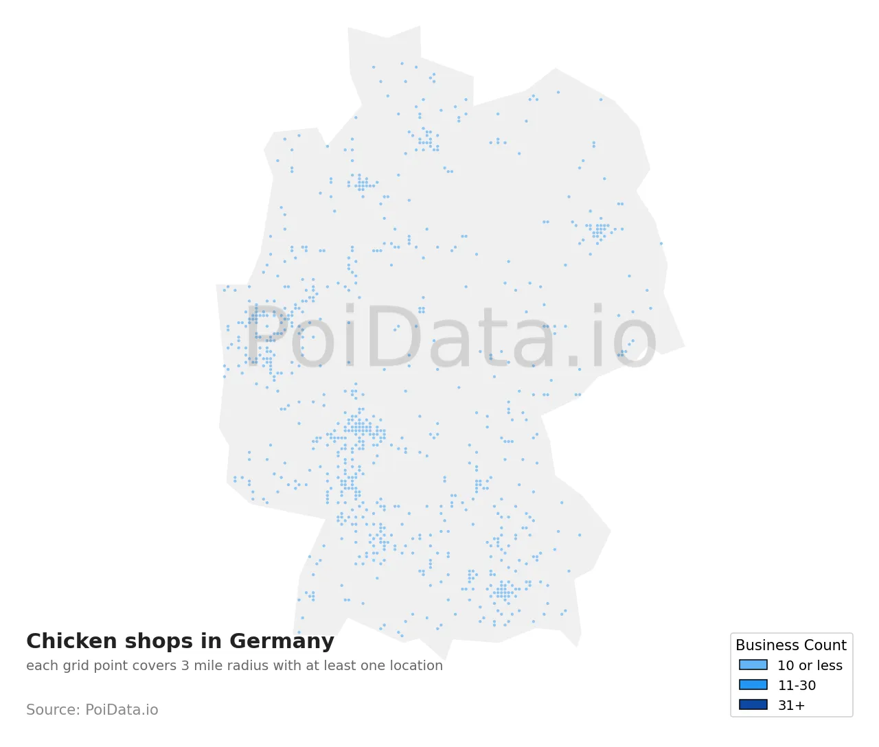 Chicken shop density map for Germany