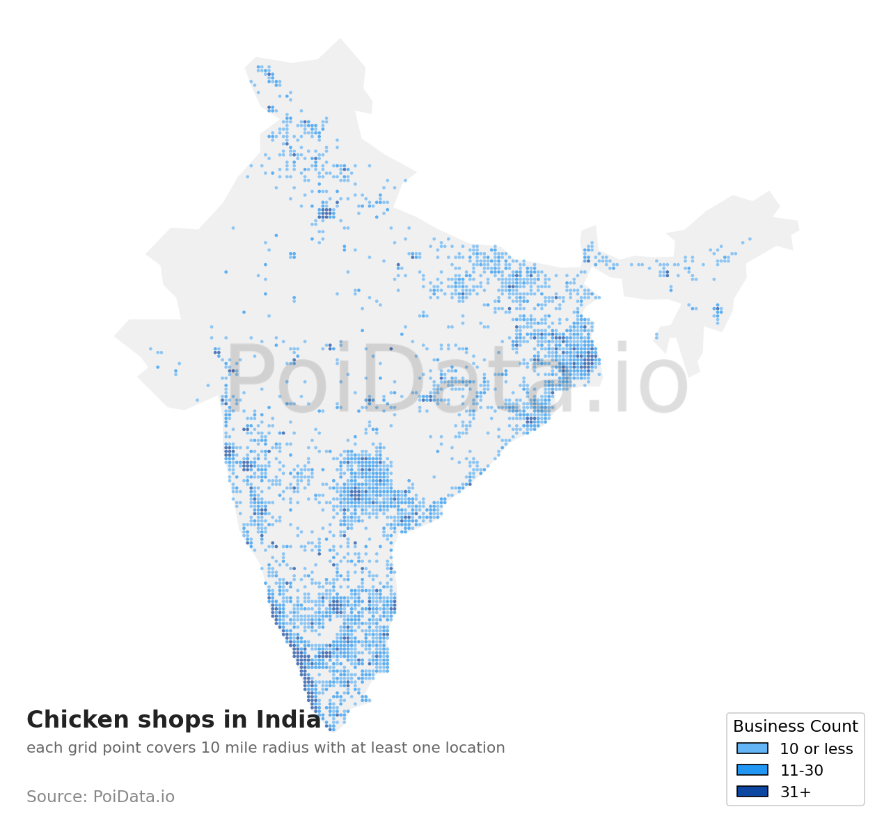 Chicken shop density map for India