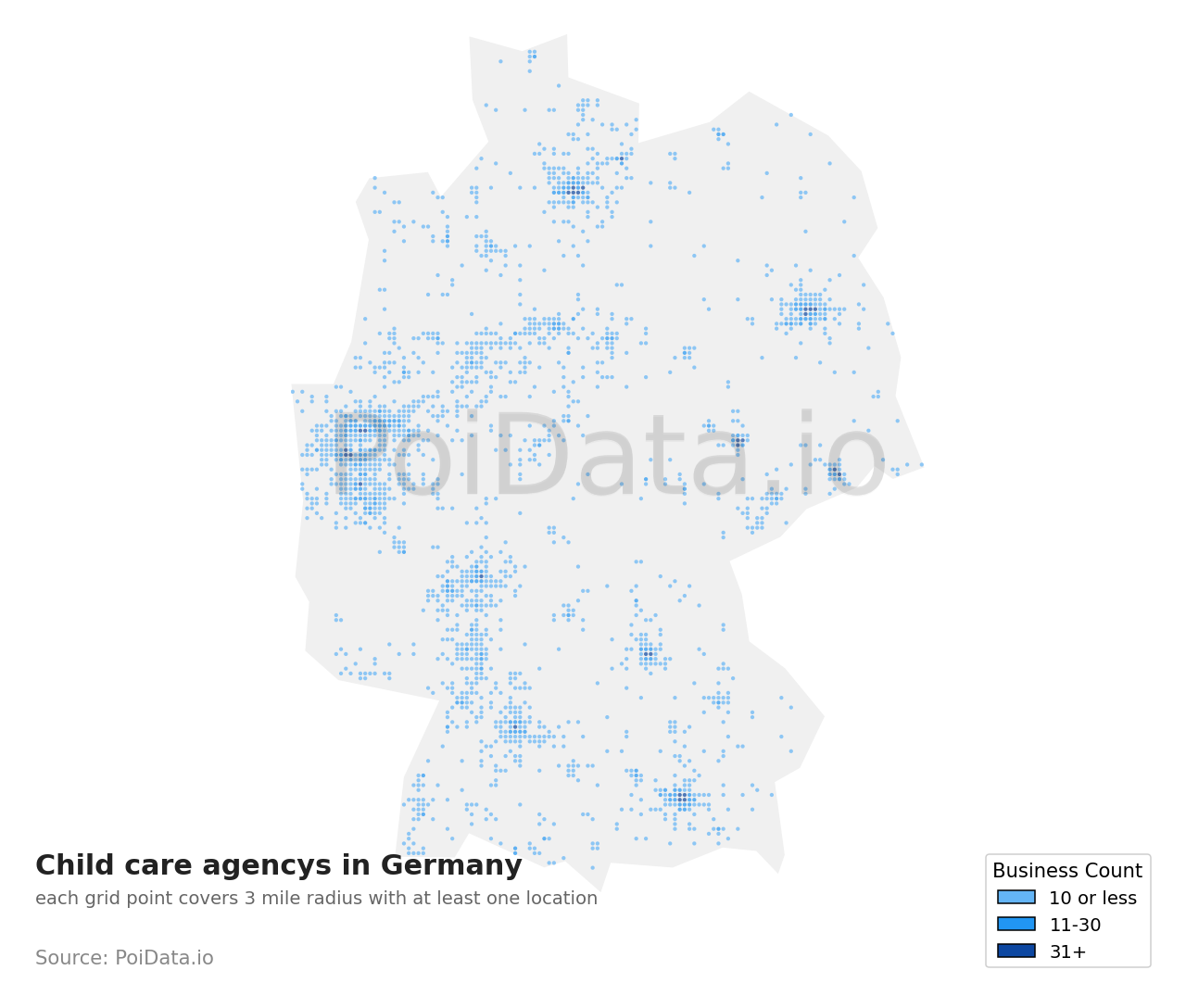 Child care agency density map for Germany