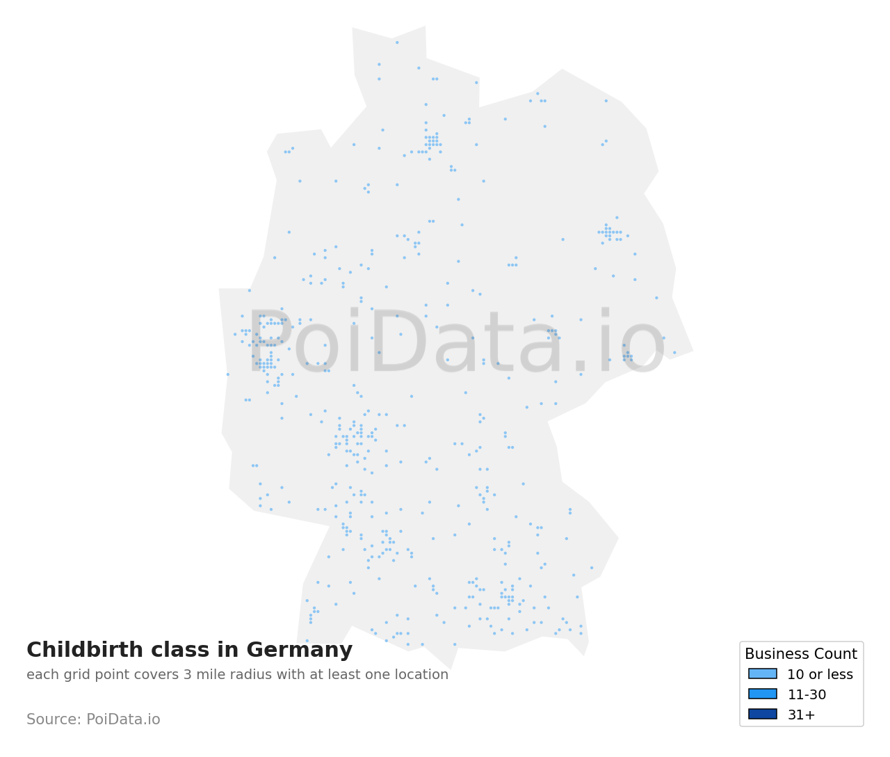 Childbirth class density map for Germany