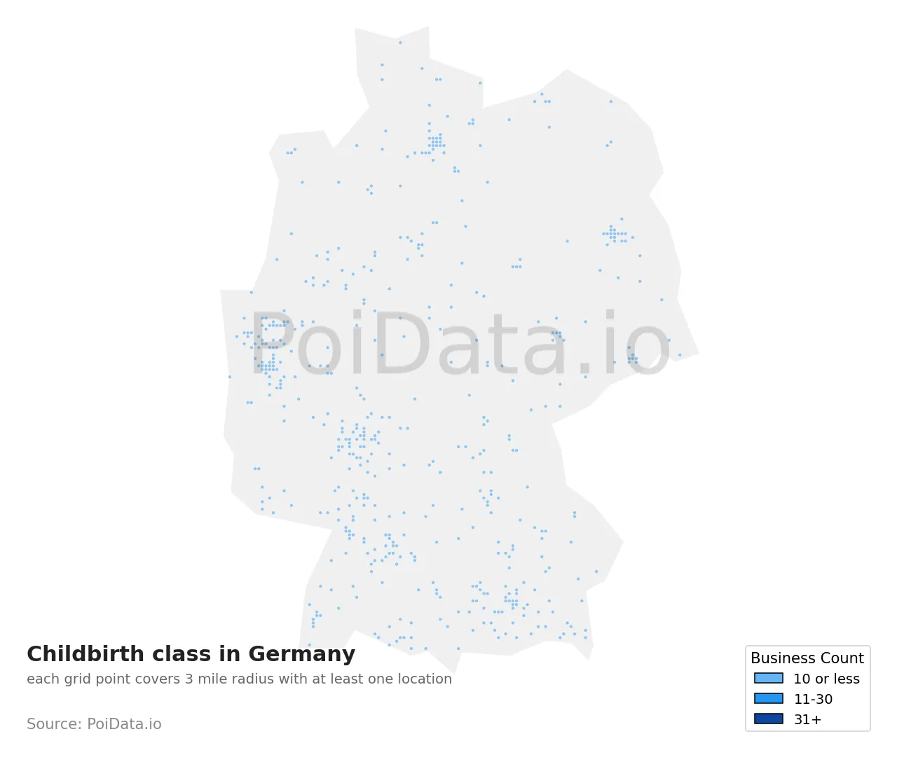 Childbirth class density map for Germany