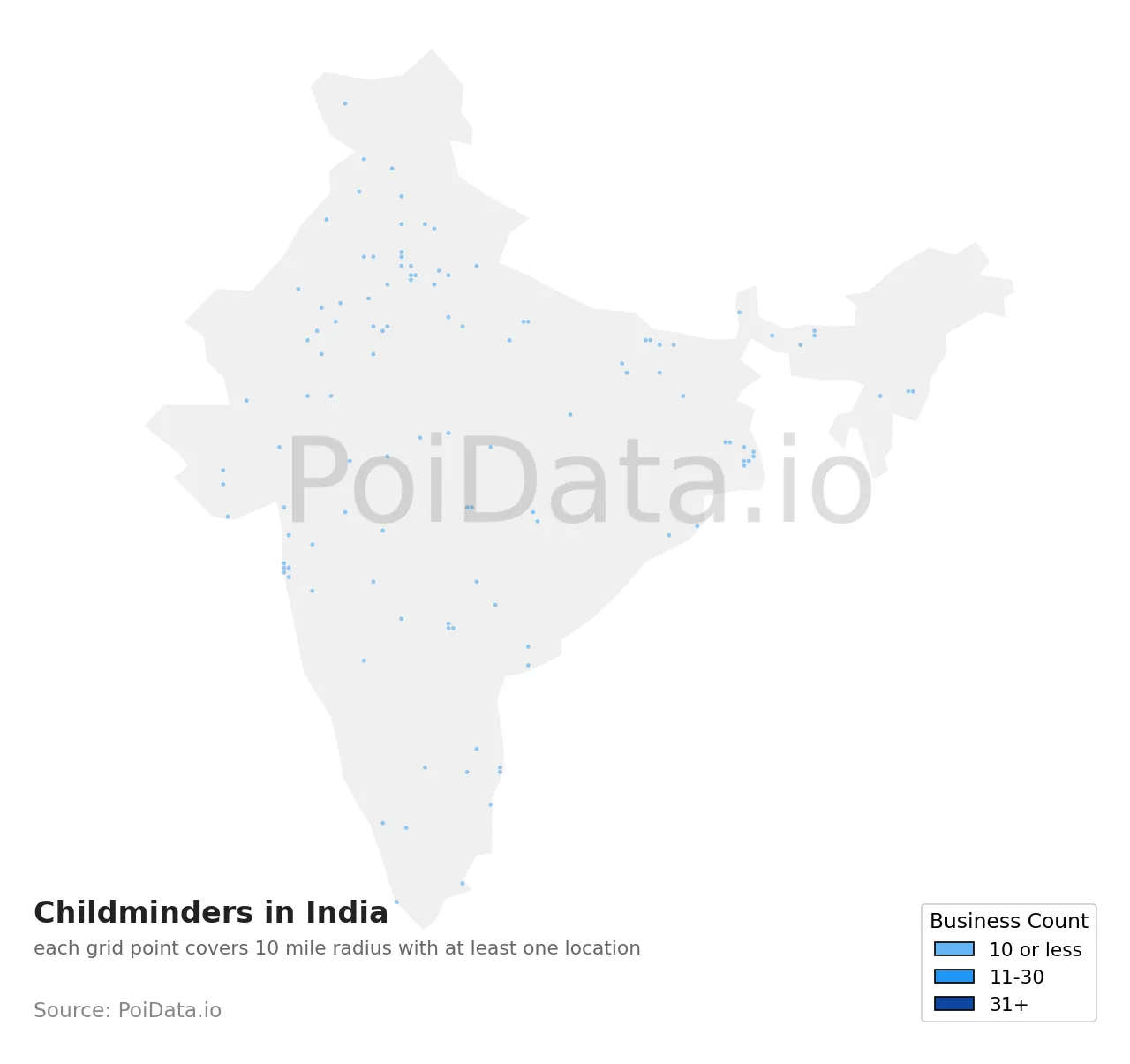 Childminder density map for India