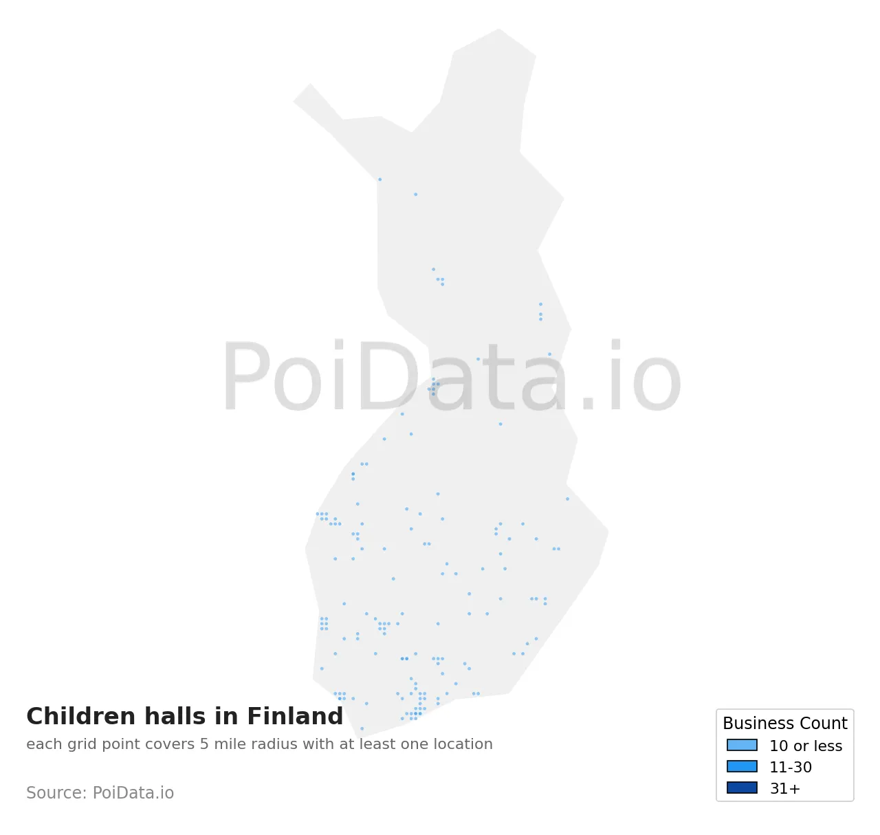 Children hall density map for Finland