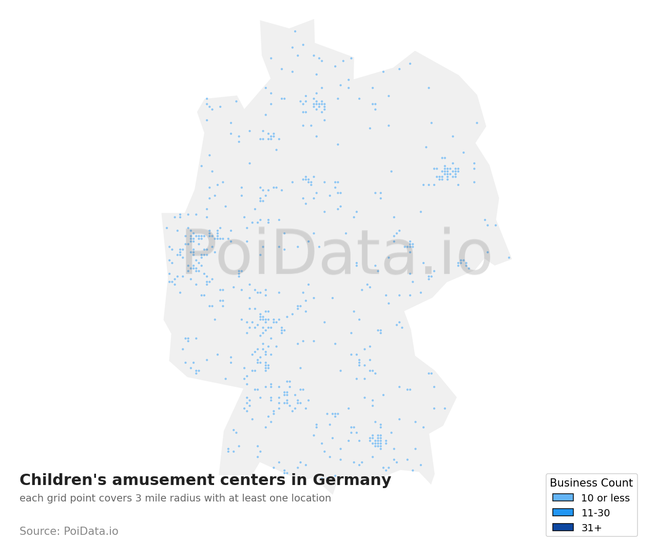 Children's amusement center density map for Germany
