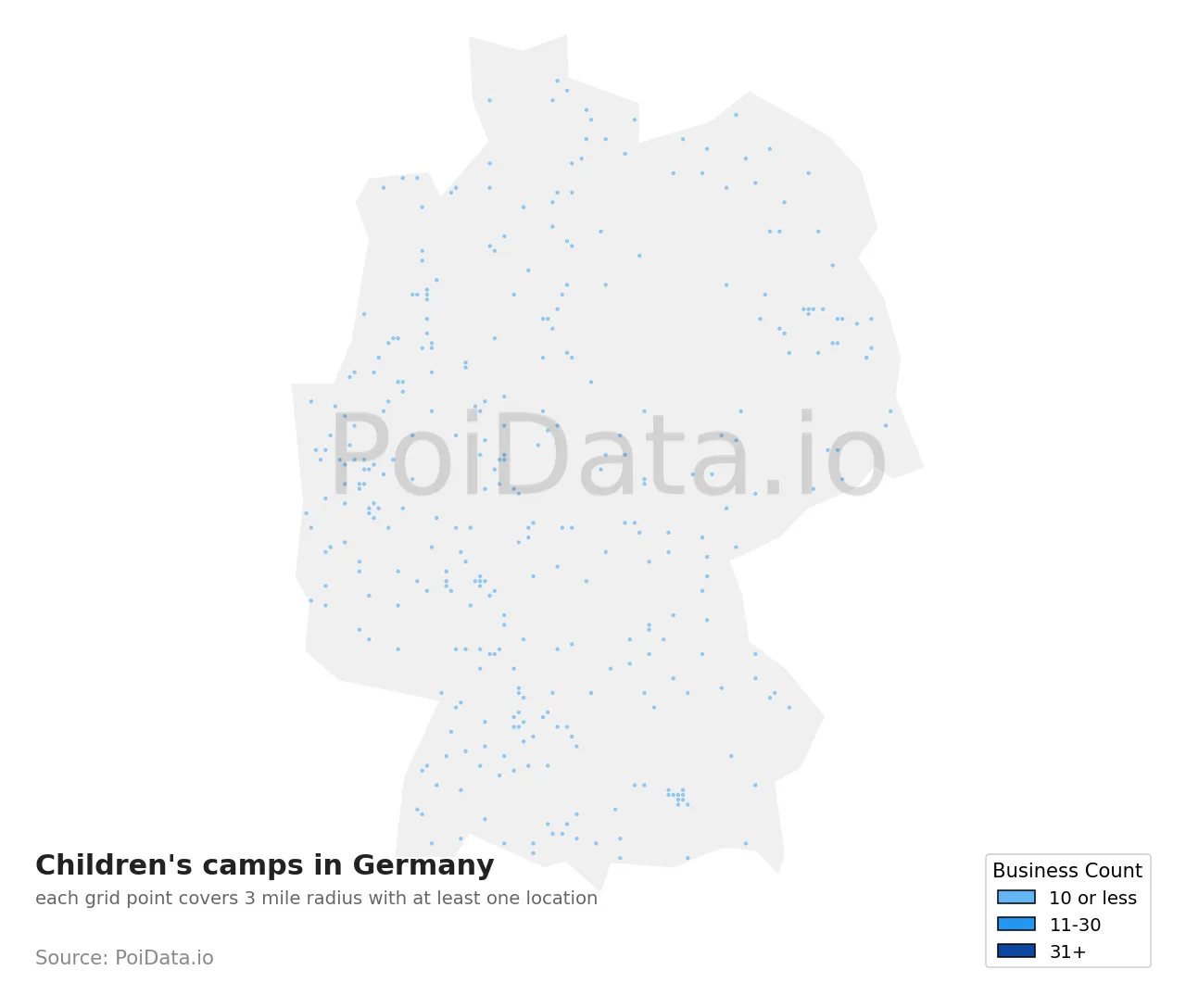Children's camp density map for Germany
