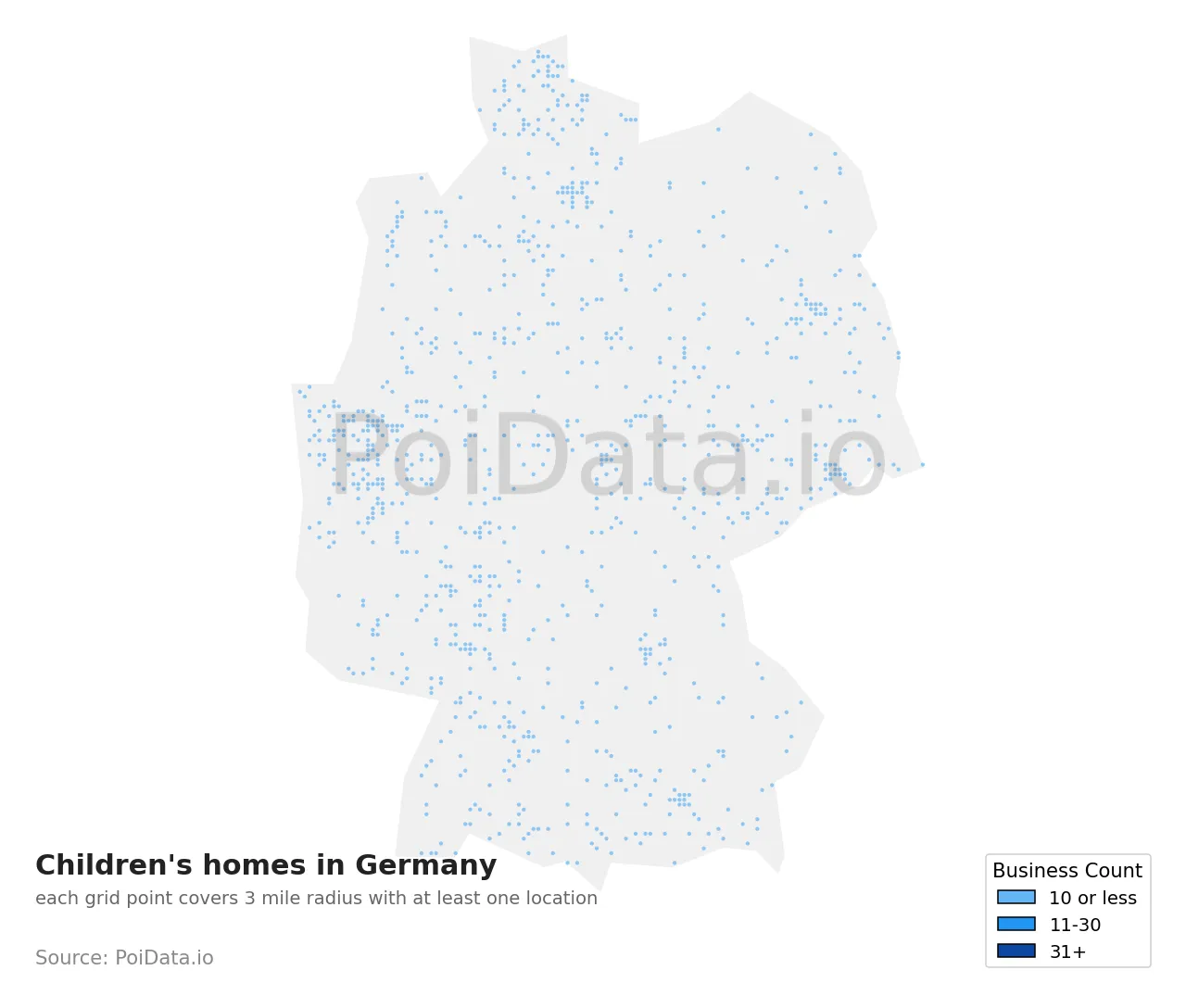 Children's home density map for Germany
