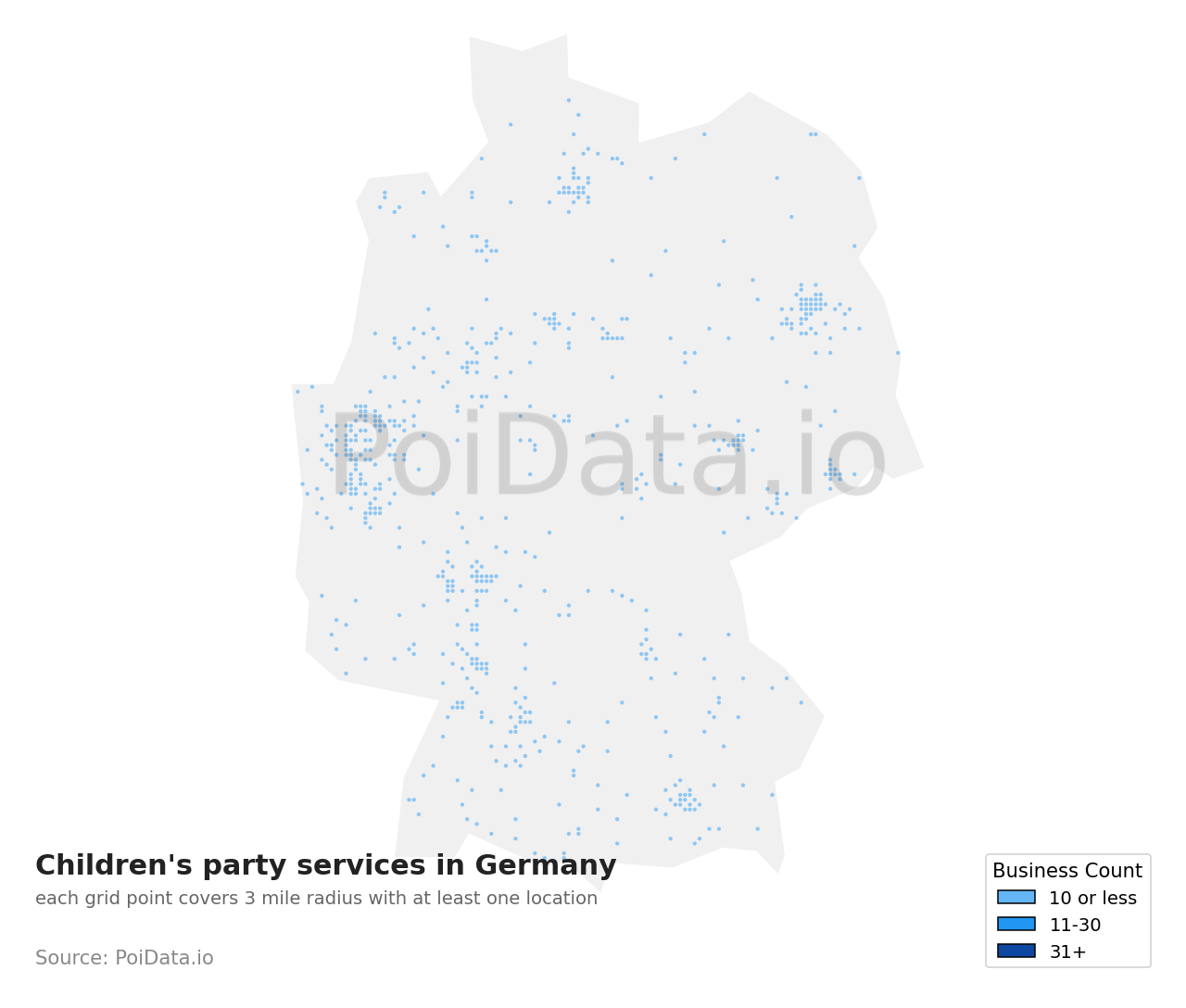 Children's party service density map for Germany