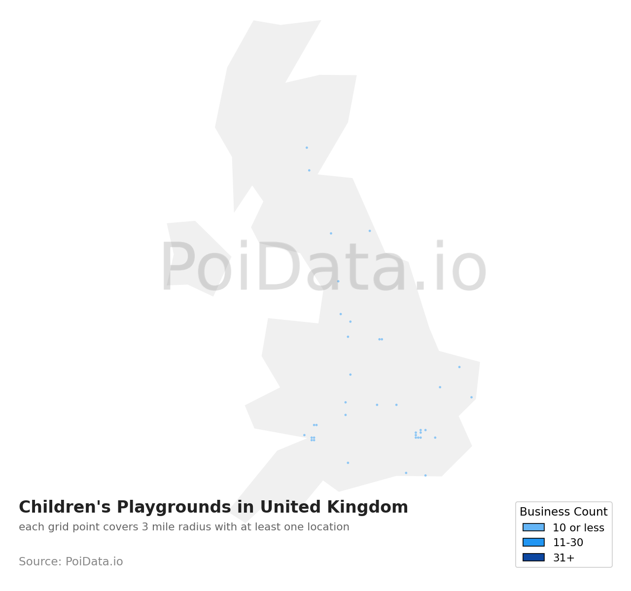 Children's Playground density map for United Kingdom