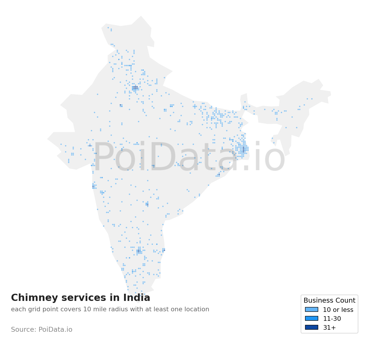 Chimney services density map for India