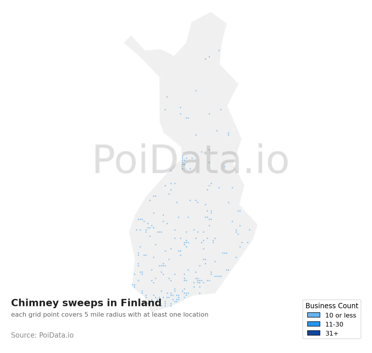 Chimney sweep density map for Finland