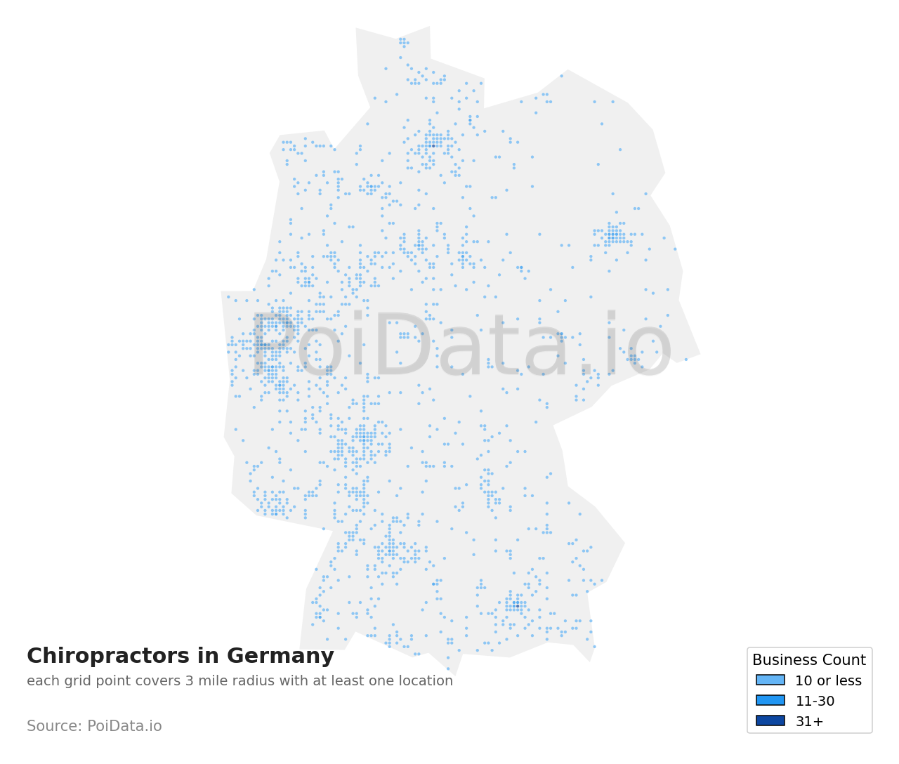 Chiropractor density map for Germany