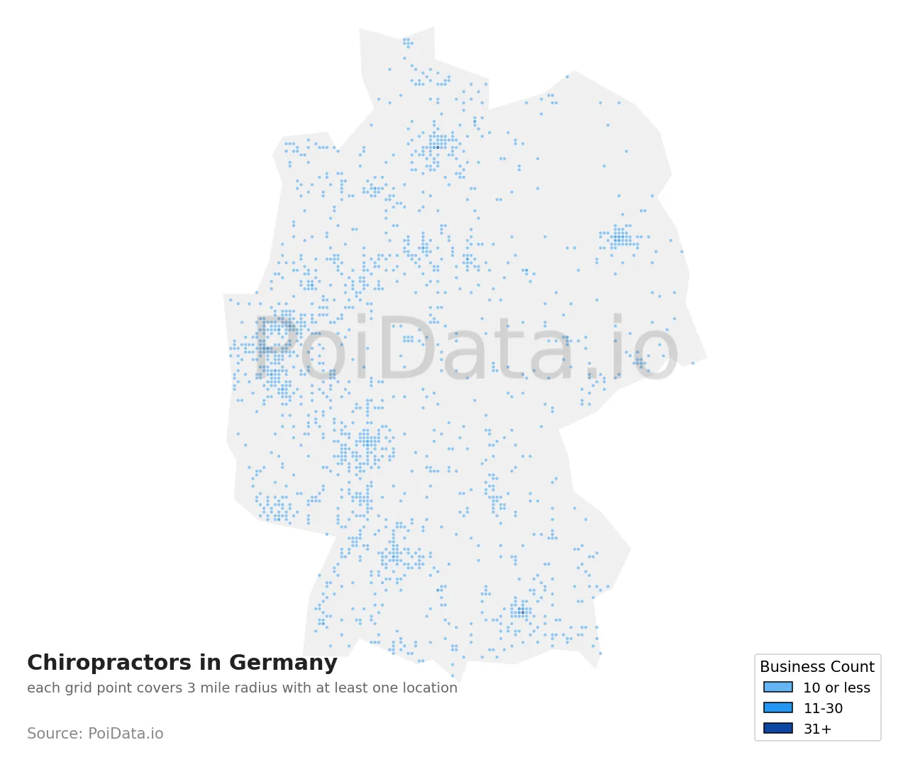 Chiropractor density map for Germany
