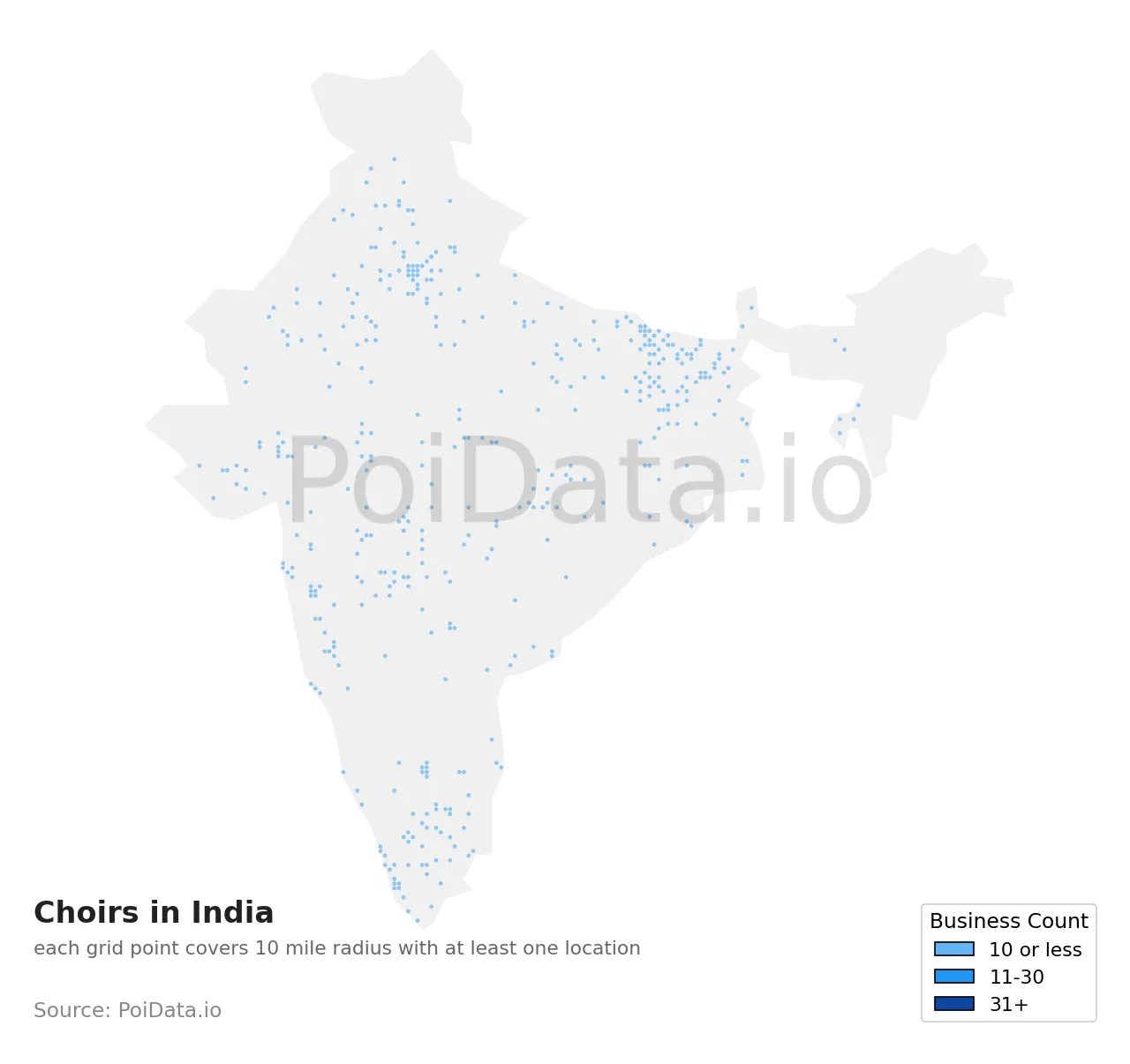 Choir density map for India