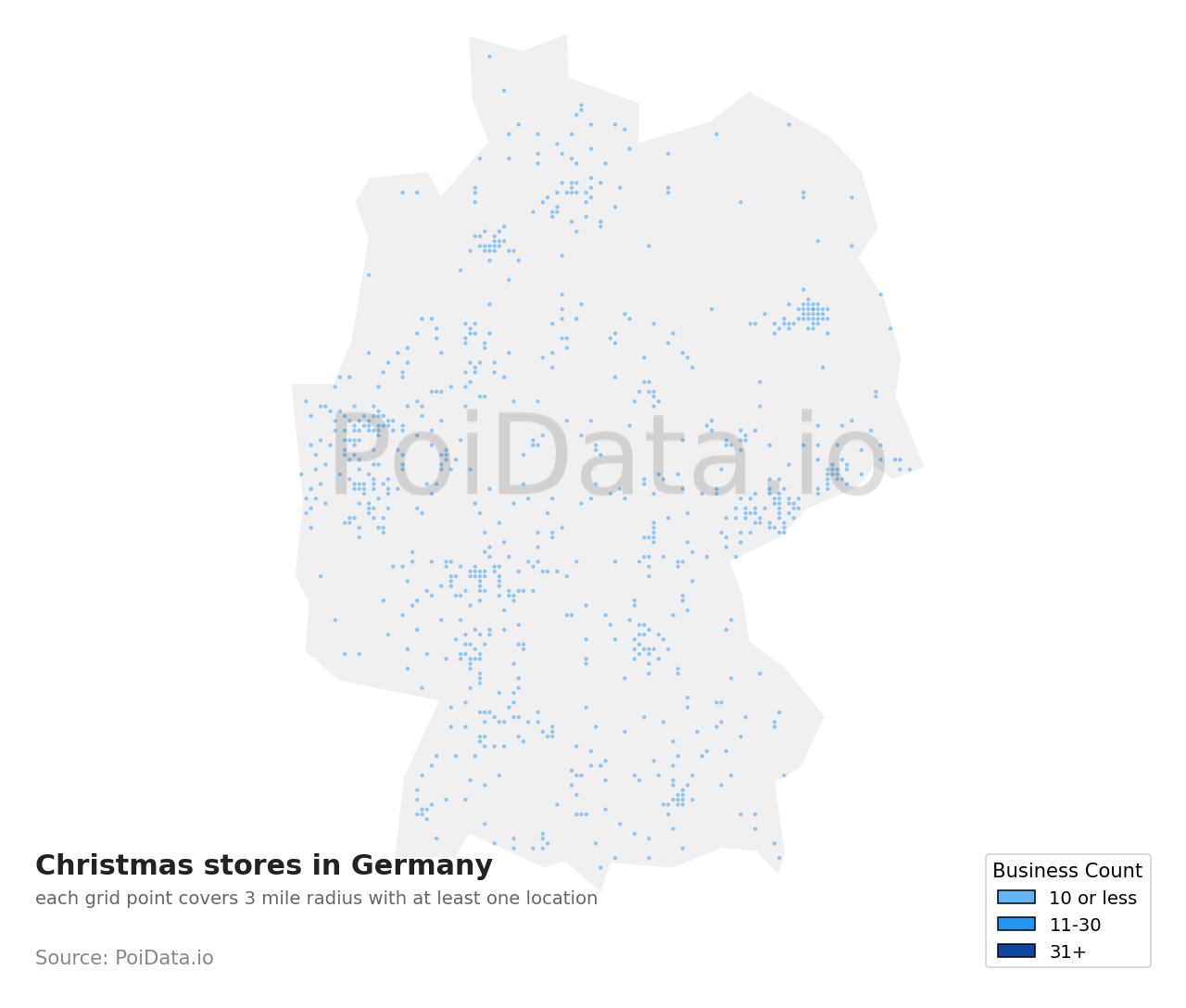Christmas store density map for Germany