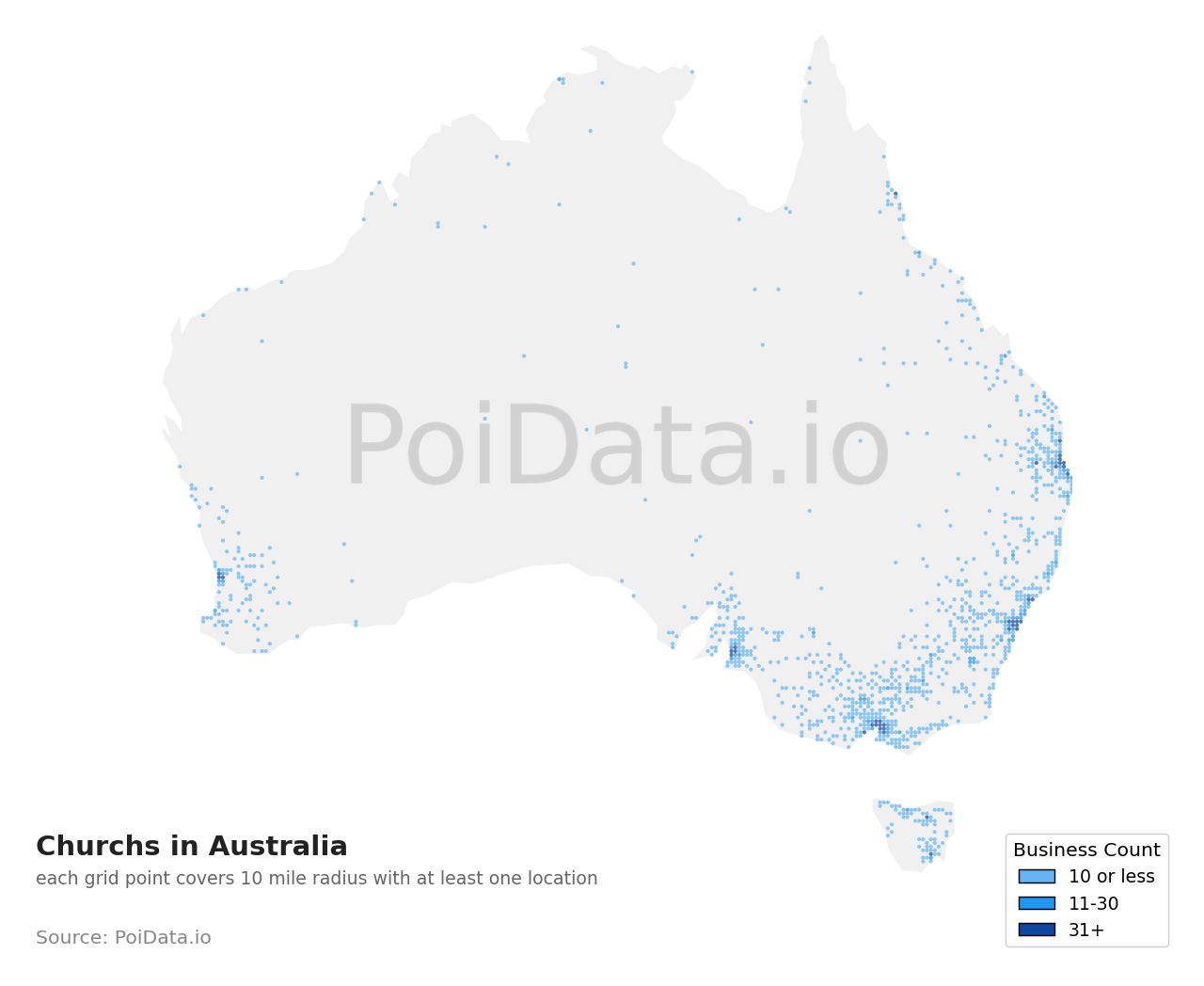 Church density map for Australia