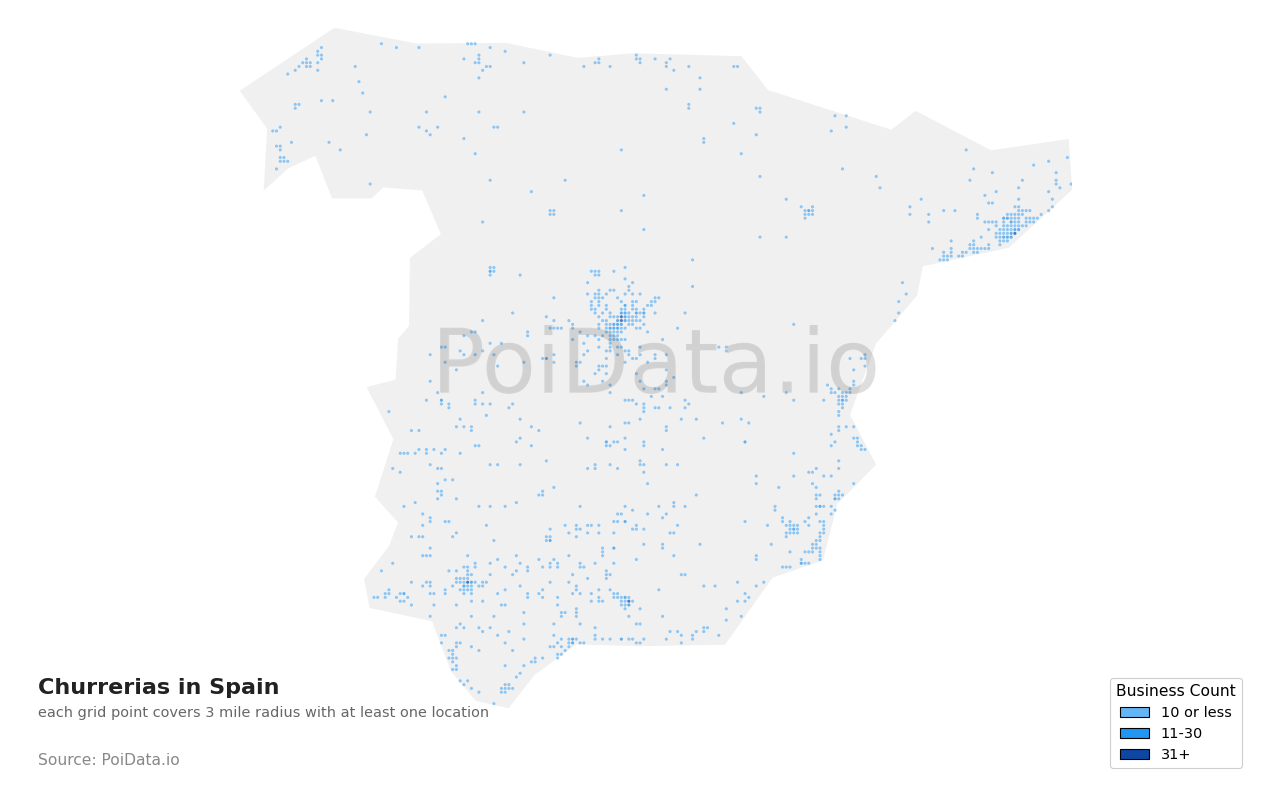 Churreria density map for Spain