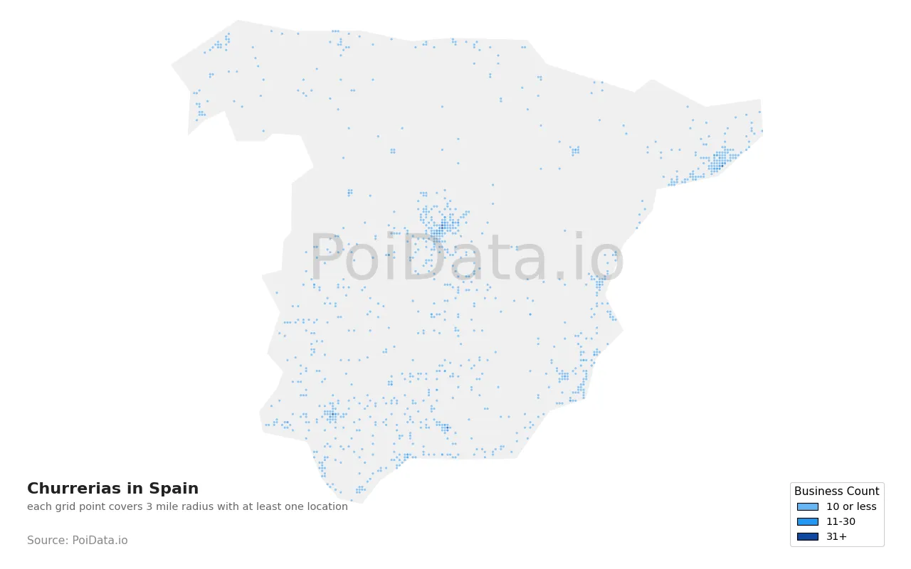Churreria density map for Spain